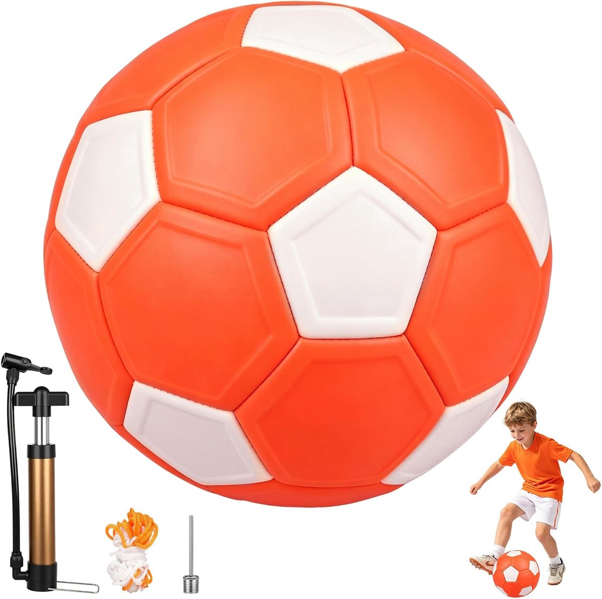 Curve Voetbal, bochtbal, maat 5, rubberen zwaardvoetbal met pomp, net en naalden voor jongeren en volwassenen, voetbaltraining binnen en buiten