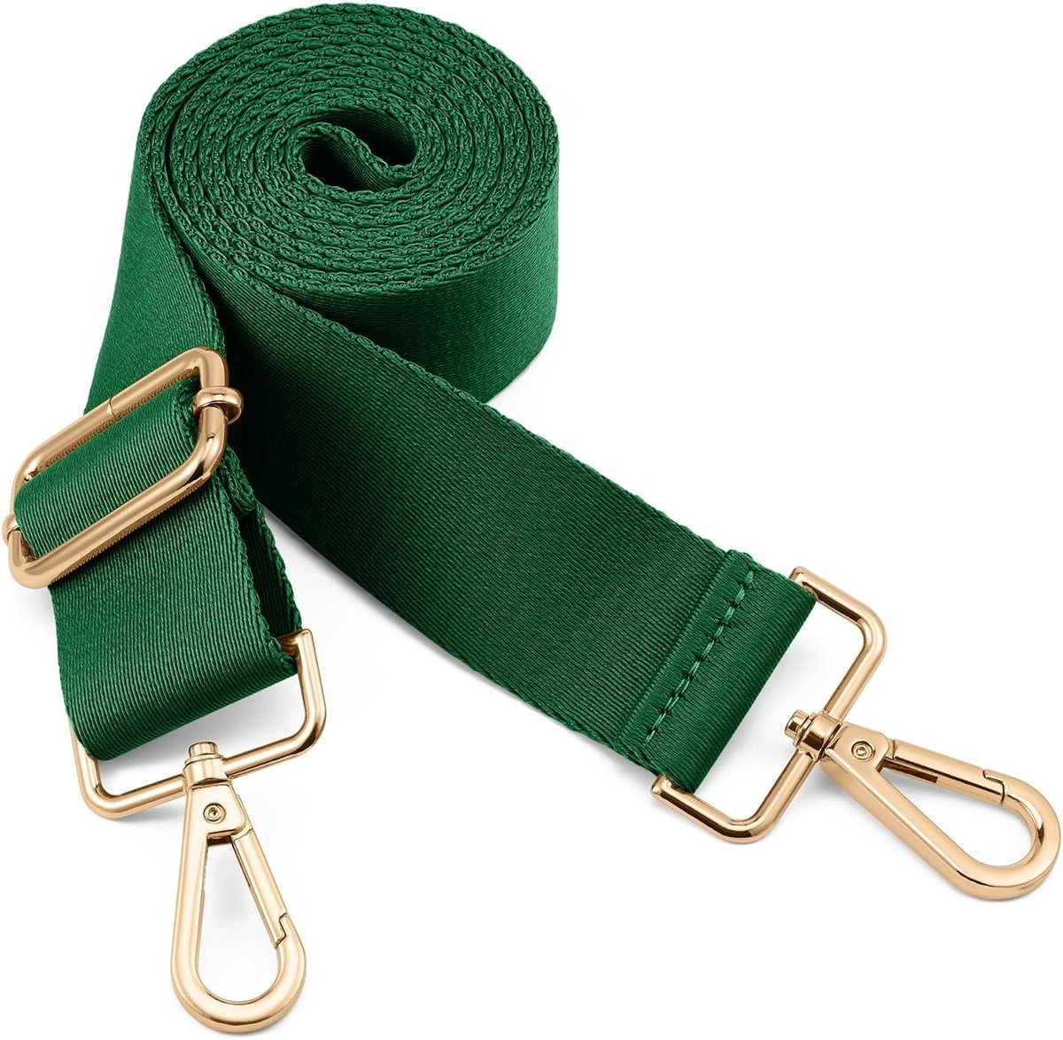 Schouderriem, verstelbaar, dik, zacht, universeel, vervangend, antislip, comfort, met metalen draaihaakjes voor schoudertas/messengertas/crossbodytas (groen)