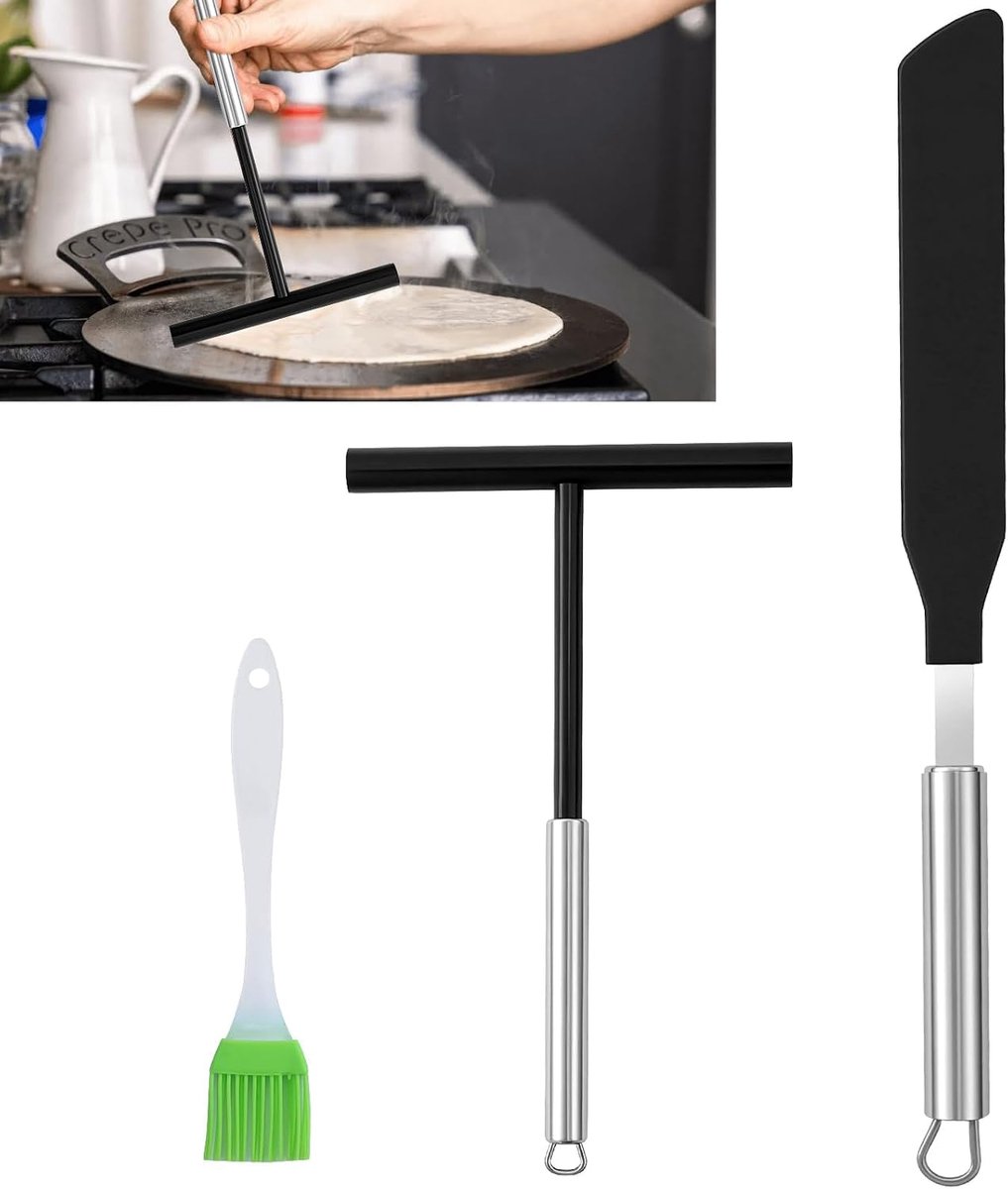 2 stuks pannenkoekenverdeler, roestvrij staal, spatel, deegverdeler, pannenkoeken, accessoires, schuiver, pannenkoeken, verdeler, T-vorm, deegverdeler voor pannenkoeken, keukenbakgereedschap.