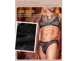 Sissy Lingerie Set Sexy Kant Transparant Bikini Beha met String Ondergoed Gay Nachtkleding