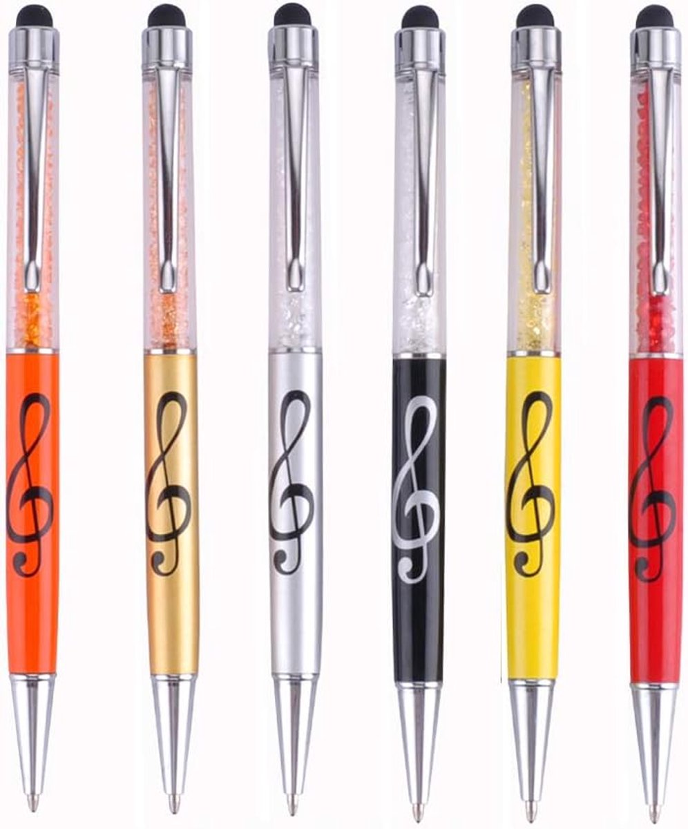 Balpennen Capacitieve Diamant Schrijven Pennen Muziek Note Ball Point Fit Alle Touch Screens Apparaat (6 stuks)