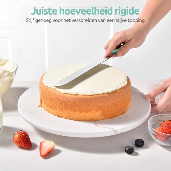 Spatelset,430 Roestvrij Staal Oppervlak (3 Stuks,Aqua) - 5/20/25 cm Taart Paletmessen Platte Decoratie Spatels Met Houder RVS Mes Glazuur, Verdelen, Frosting Taart Voor Het Bakken — afbeelding 3