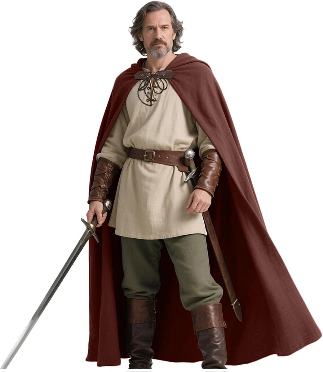 Medieval Cape met Kap van Linnen voor Renaissance Kostuums voor Mannen en Vrouwen - Perfect voor Halloween en Theatrale Optredens