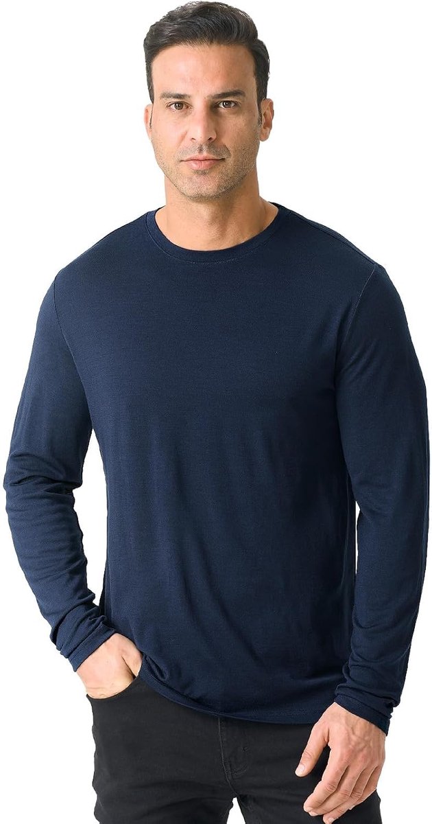 Protect 100% Merinowol Ondershirt Heren Zachte Lange Mouwen Shirt Geurbestendig Warm Ondergoed Geschikt Voor Jagen En Wandelen