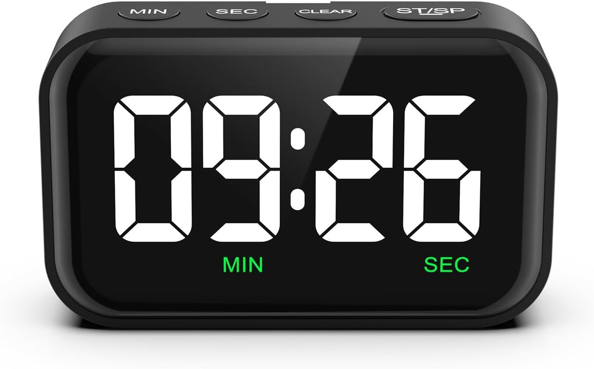 Keukentimer, digitaal, magnetisch, 3,5 inch, grote led, digitale countdown, timer, visuele, keukentimer, korte tijdwekker, eierwekker met luid alarm, voor koken, studeren, fitness, bakken