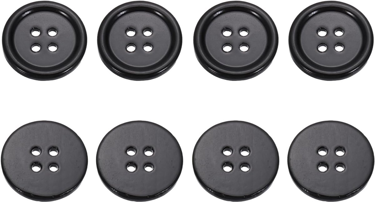 8 stuks ronde natuurlijke schelpknopen 20 mm 4 gaten parelmoer knutselen schelpknopen voor kleding overhemden jurken naaien doe-het-zelf knutselen zwart