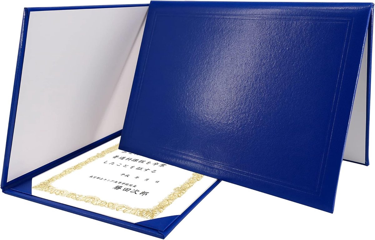 Diploma Cover Certificaat Houder Afstuderen Covers voor A4 Papier Klassiek Glad Koningsblauw