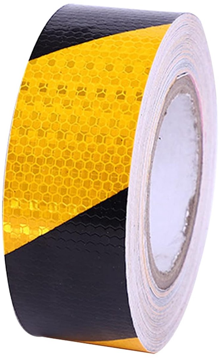 SnelShoppen - 25m X 5cm Reflecterende Tape, Zelfklevende Veiligheidstape, Waarschuwings- en Barrièretape, Waterdicht en Duurzaam, Zwart Geel voor Veil