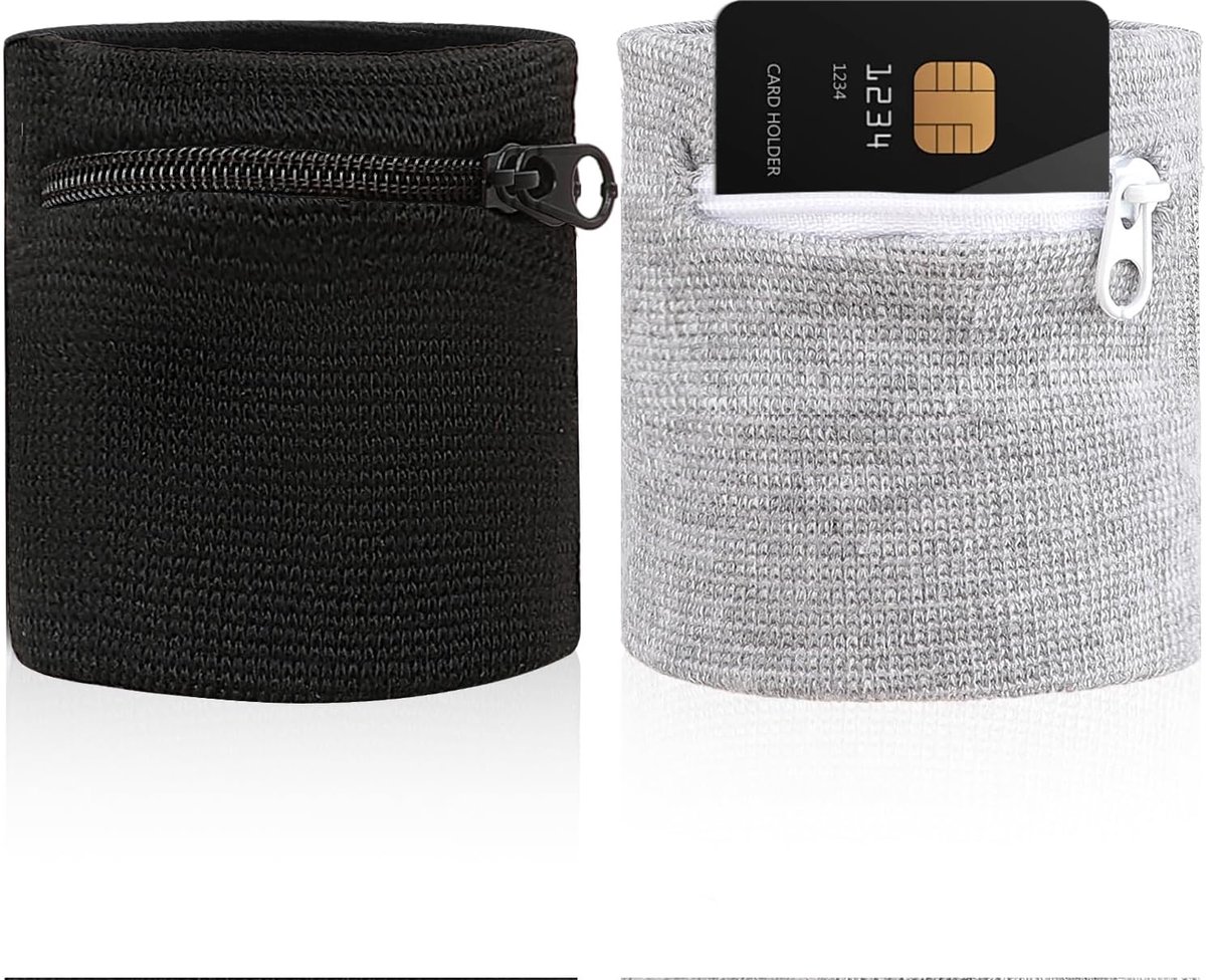 Polstas met ritssluiting, 2 stuks, zweetband pols, zweetbanden voor dames en heren, elastische zweetband polsband polsband