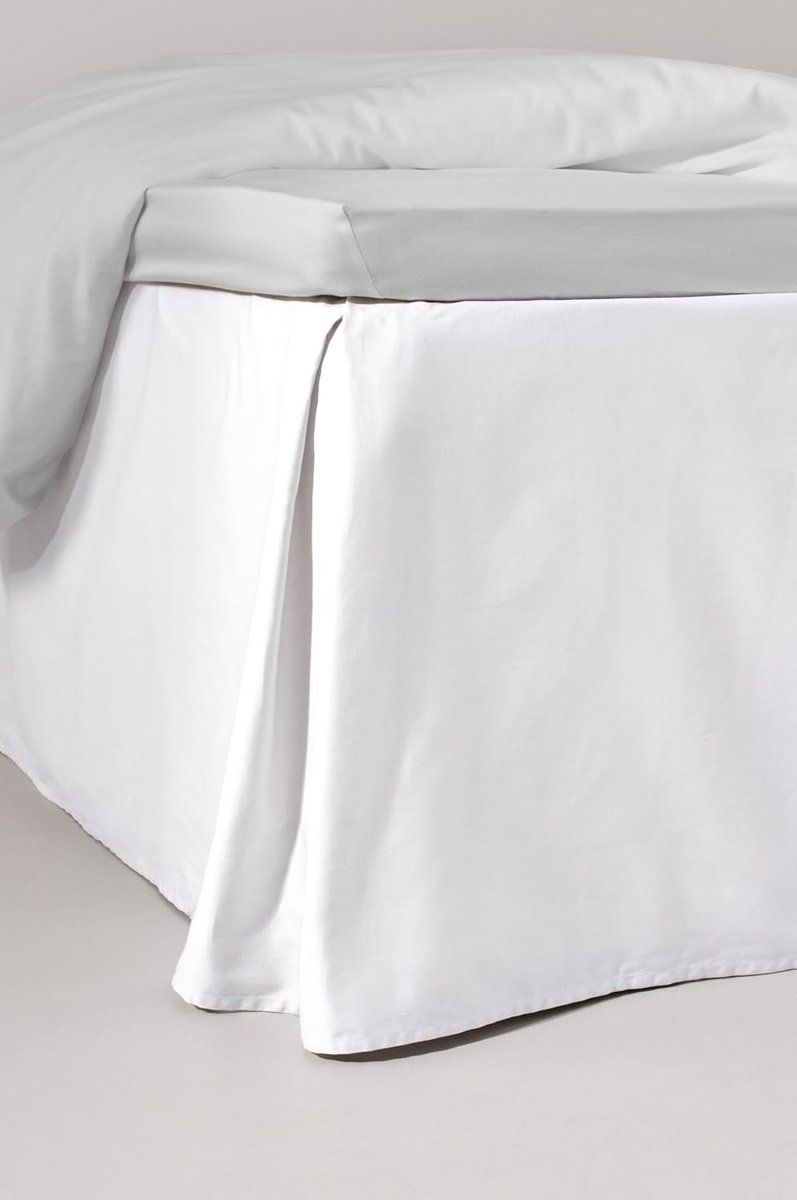 Zack Satijnen Volant bedhoes, 100% hoogwaardig biologisch katoen, bedrok, hoogte 45 cm, wit 120 x 200 cm