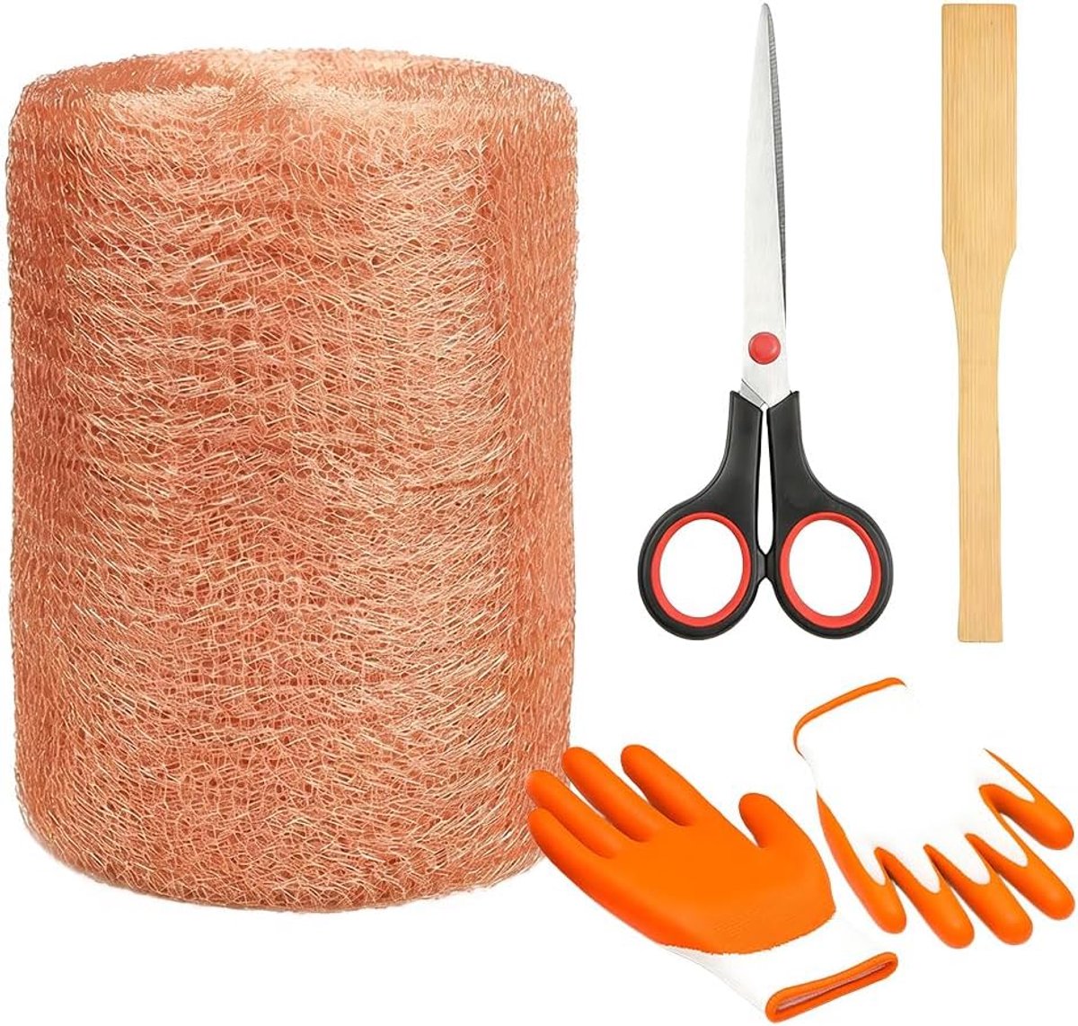 tegen slakken, kopernet 12,7 cm x 10 m, koperdraad tegen slakken, verhoogde slakken, koper, 100% koperdraad, koperwol met schaar en handschoenen