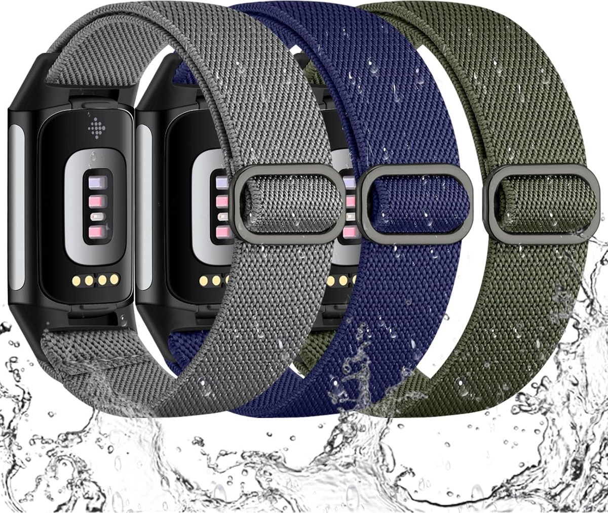 Compatibel met Fitbit Charge 6 bandje - Fitbit Charge 5 bandje voor dames en heren, waterdicht, zacht, elastisch, nylon, sport vervangingsbanden voor Charge 5/Charge 6 Fitness Tracker