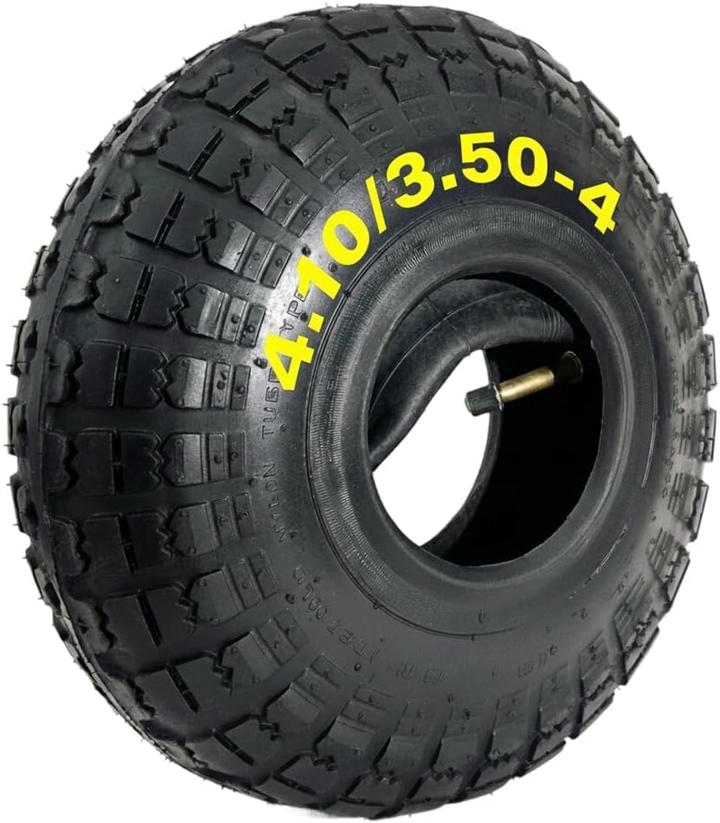4.10/3.50‑4 Set binnenband + buitenband voor 10″ luchtwiel – past op 4″ velg – voor kruiwagen steekwagen tuinwagen transportkar – duurzaam rubber – tot 60 kg