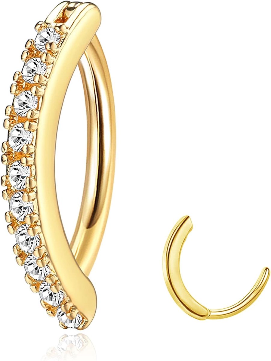 14G Clicker Navelringen voor Vrouwen Roestvrij Staal Cubic Zirkoon Opaal Hart Omgekeerde Gebogen Navel Ringen Piercing Sieraden