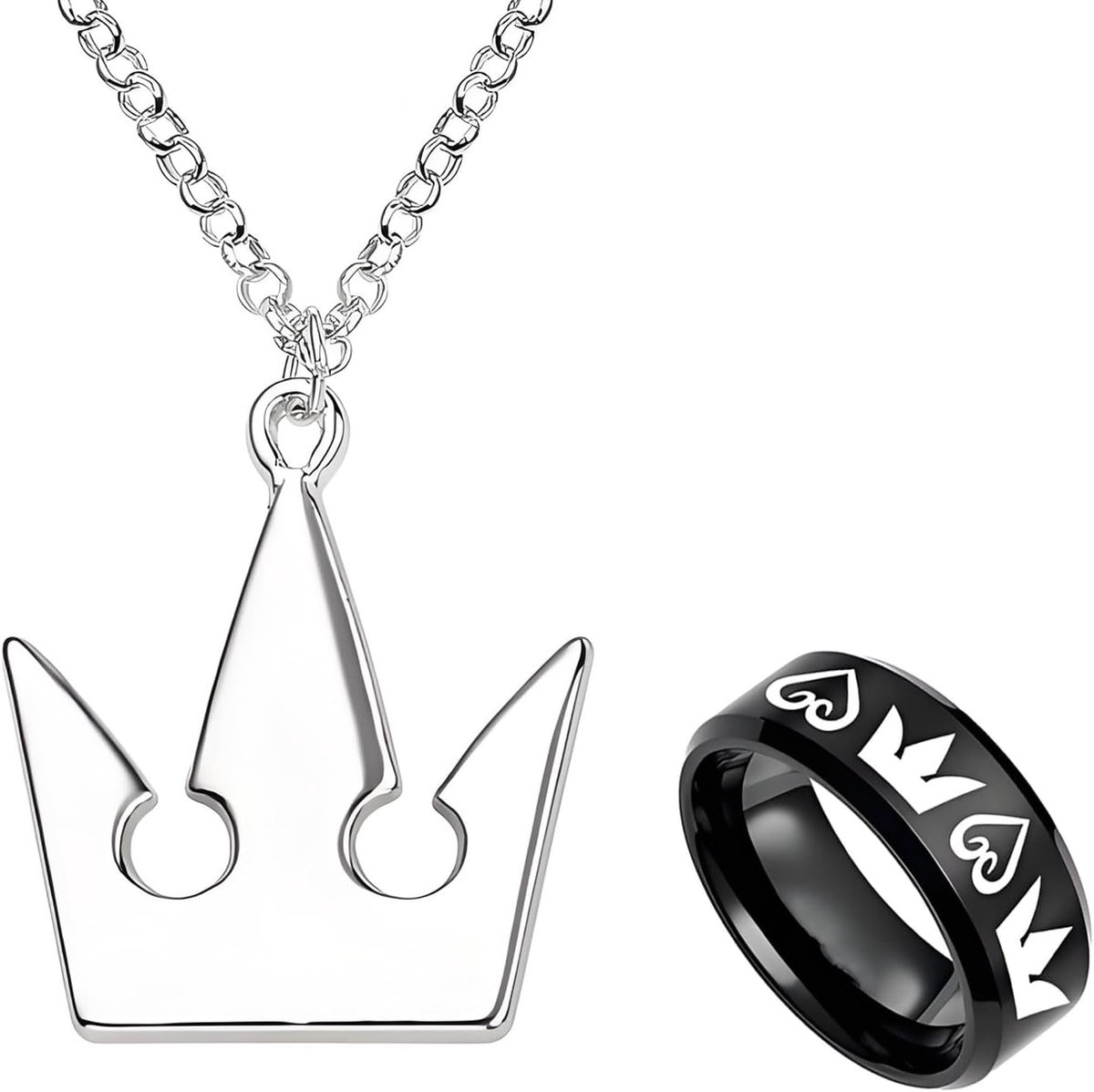 2 stuks King Hearts & Crowns Design halskettingen Soras kroon & Roxas' ringen Anime Cosplay Modesieraden Accessoires