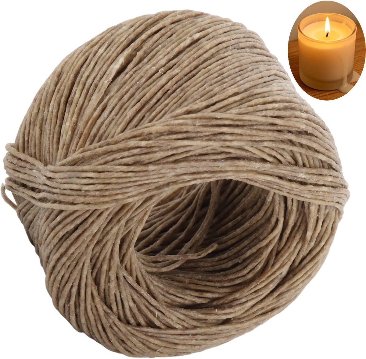 Roll, bijenwas Kaarsenlont met Vezel Lont Natuurlijke 200 Voeten Geurkaarsen Lont voor Kaarsen Maken DIY(Donker bruin)