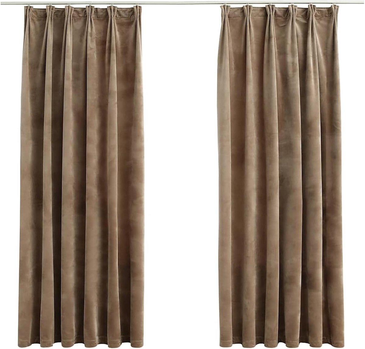 Verduisteringsgordijnen met haken 2 STK. Fluweel Beige 140x175cm, Verduisterend Gordijn Slaapkamergordijnen Thermogordijn Ondoorzichtige Overgordijnen 134508