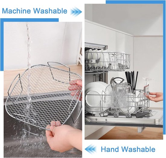 rek voor heteluchtfriteuse, grillrooster voor airfryer van 304 roestvrij staal, accessoire voor heteluchtfriteuse compatibel met Cosori 5,5L 6,4L XXL, Ninja Speedi AF180EU, Philips XXL Air — afbeelding 3