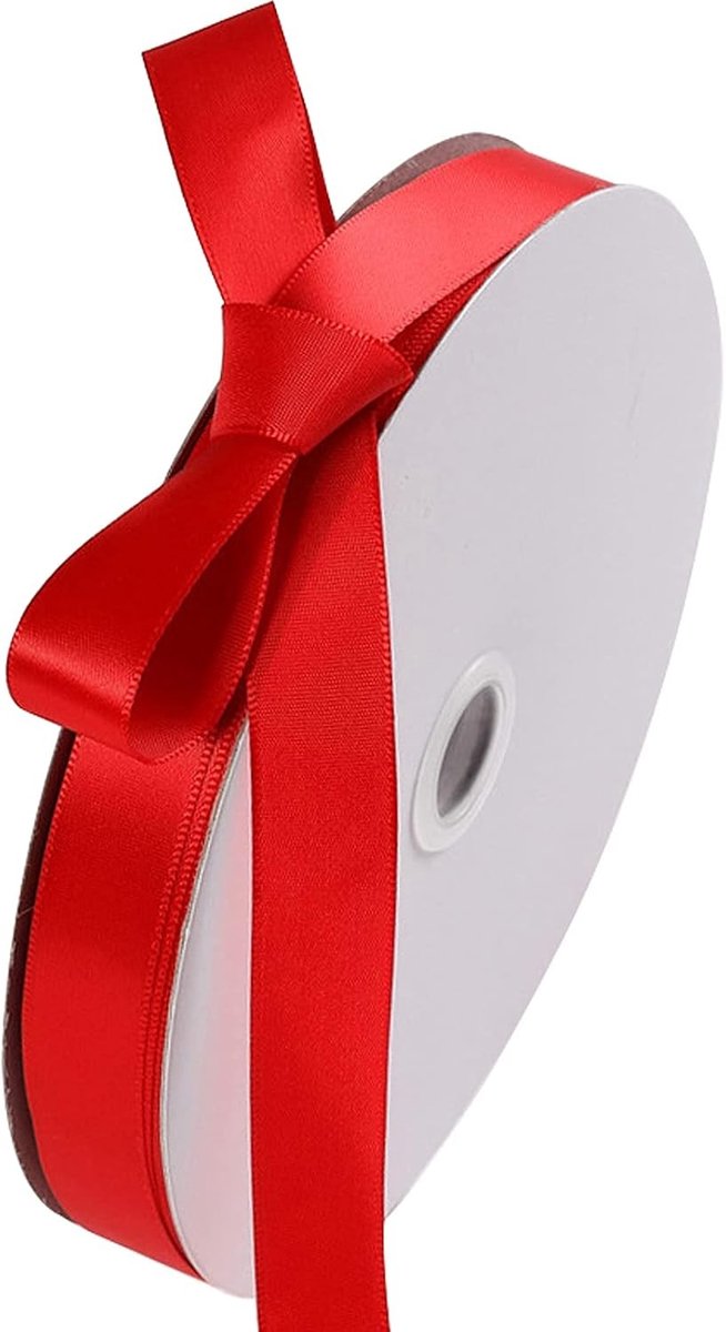 Glanzend Rode Satijnen Cadeaulint 10mm x 91m voor Decoratie, Trouwen en Cadeauverpakking