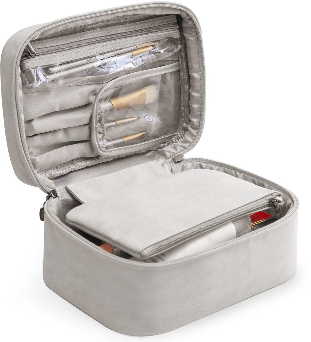 Omgoods- Cosmeticatas waterdicht - grote toilettas - reiscosmeticatas - 2-delig - PU-leer - lichtgewicht en compact