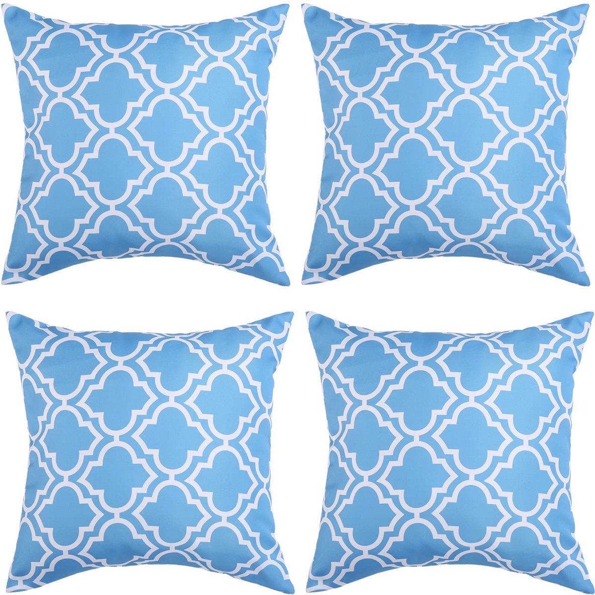 Omgoods - Polyester Decoratieve Kussenhoezen 4 Stuks 45x45 cm - Waterdichte Outdoor Kussens Blauw