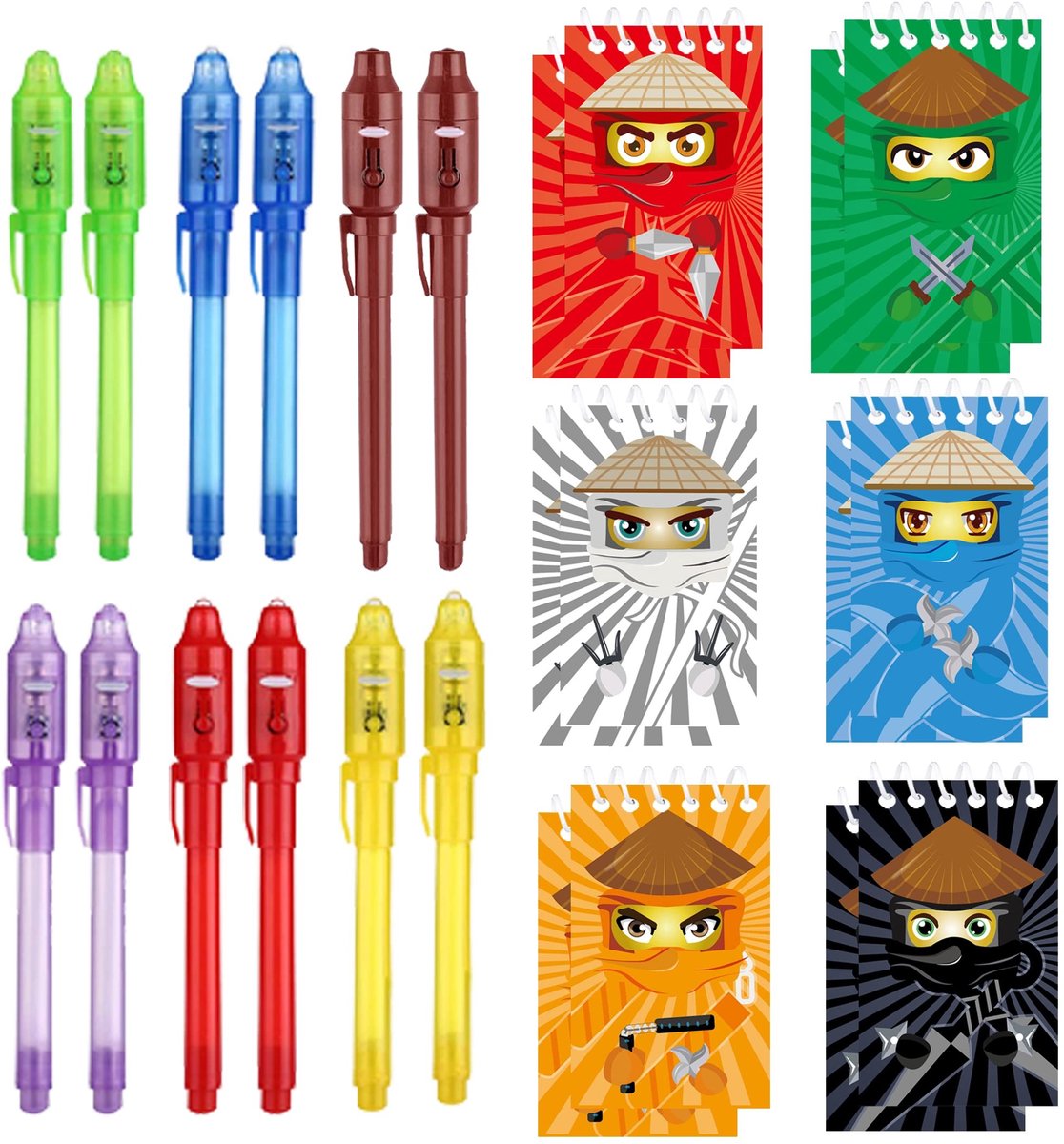 Omgoods - UV Pennen en Notitieboekjes Set - 24 Stuks voor Kinderen - Perfect voor Feesten