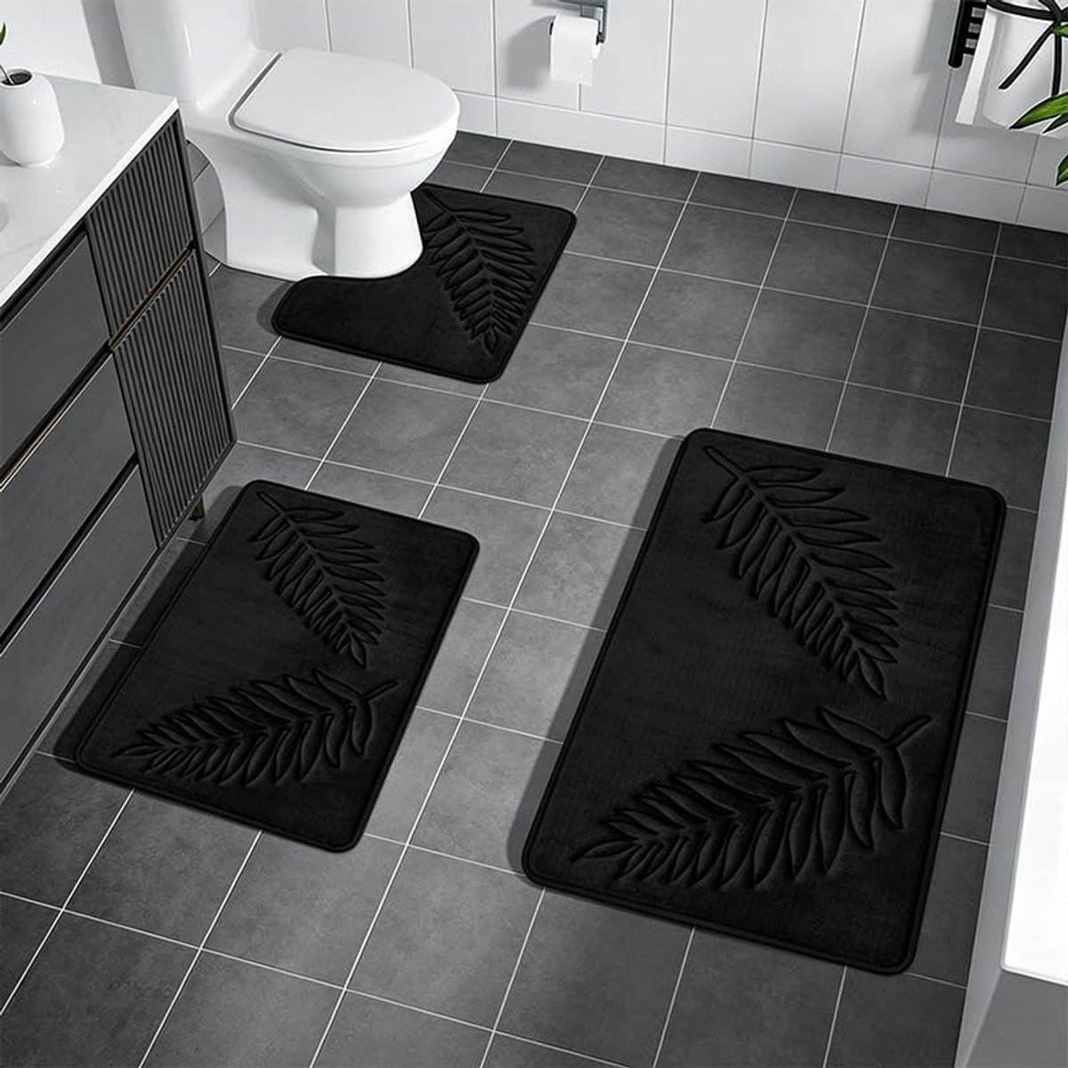 Omgoods - Badmat Set van 3 Stuks, Antislip en Absorberend