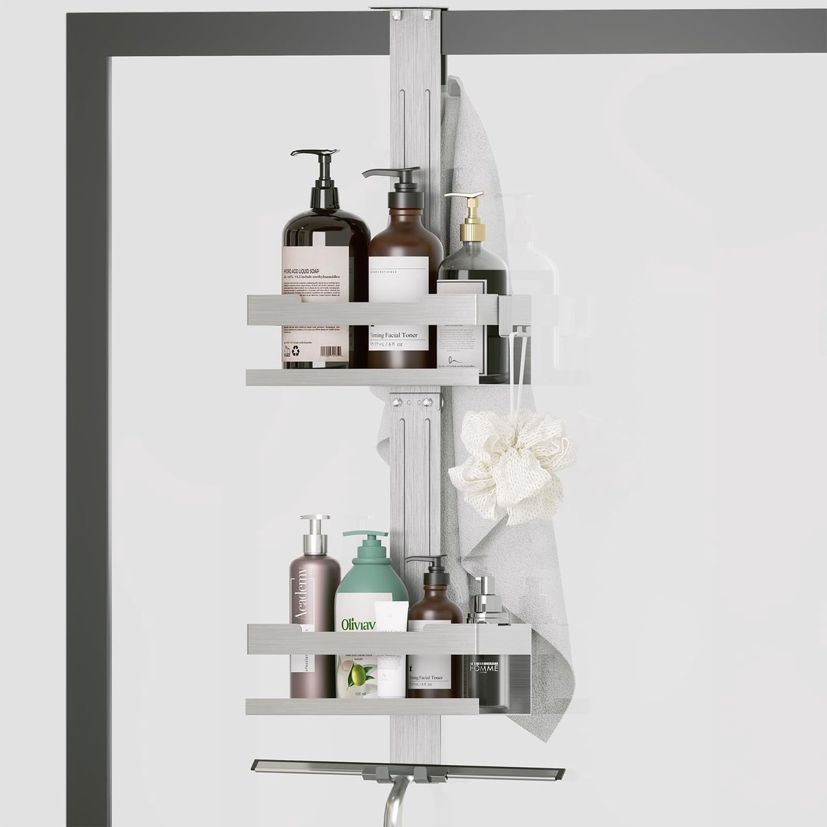 Omgoods - Hangen Doucheplank - Drukvrije Shampoo Shelf met 4 Haakjes