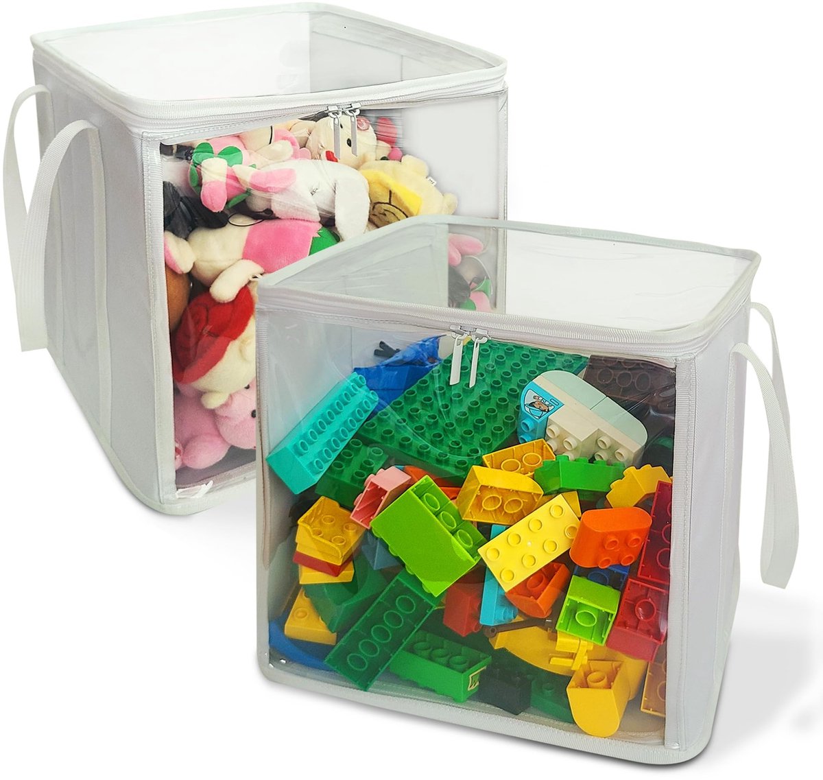 Omgoods - Set van 2 Vouwbare PVC Opbergdozen met Transparante Deksel