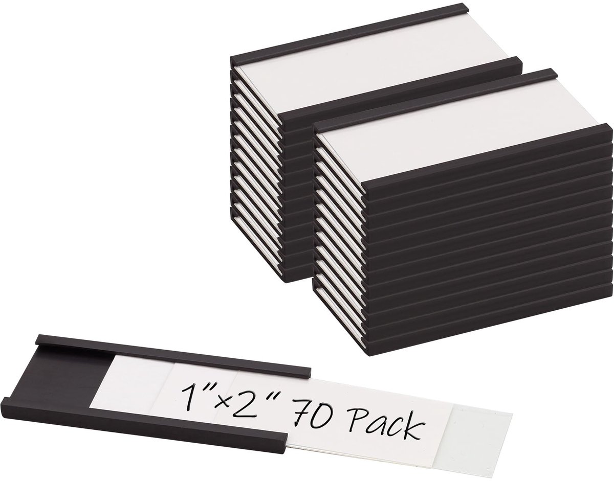 Omgoods - 70 Stuks Magnetische Labelhouders met Beschermfolie - Voor Metalen Kasten en Planken
