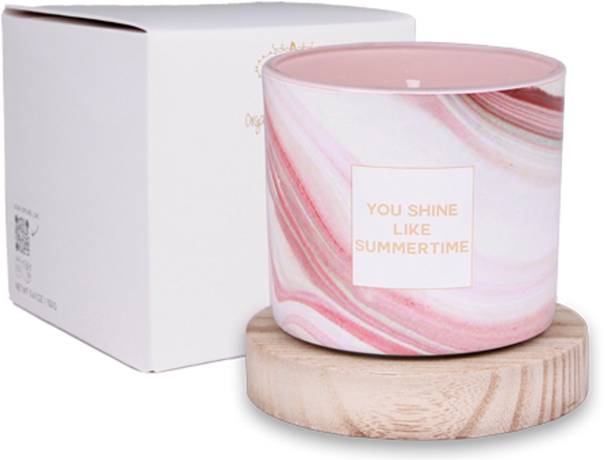 MY FLAME - Buitenkaars - YOU SHINE LIKE SUMMERTIME - Geur: Bella Citronella - Afmetingen: 9x9 cm - 50 Branduren