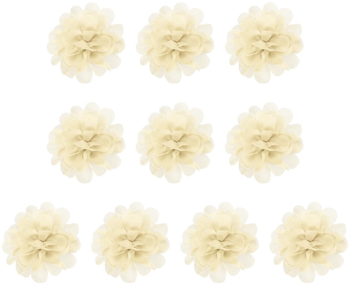 Omgoods - 10 Stuks Chiffon Bloemen voor DIY Decoraties Beige