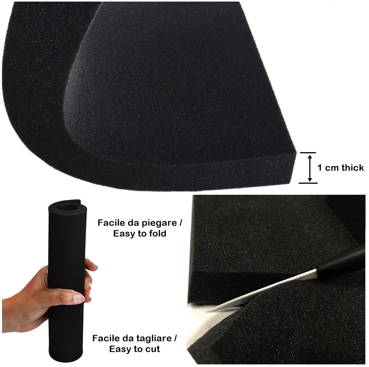 Omgoods- Schuimkussen Polyurethaanschuim - 40 x 30 cm - Dichtheid 25 kg/m³ - Zwart - Bescherming - Geluids-/warmte-isolatie - Eenvoudig te reinigen - Schuimplaat