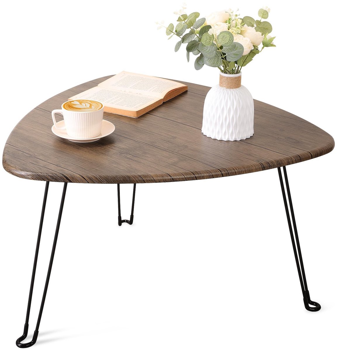 Omgoods - Opvouwbare Driehoekige Koffietafel van Hout