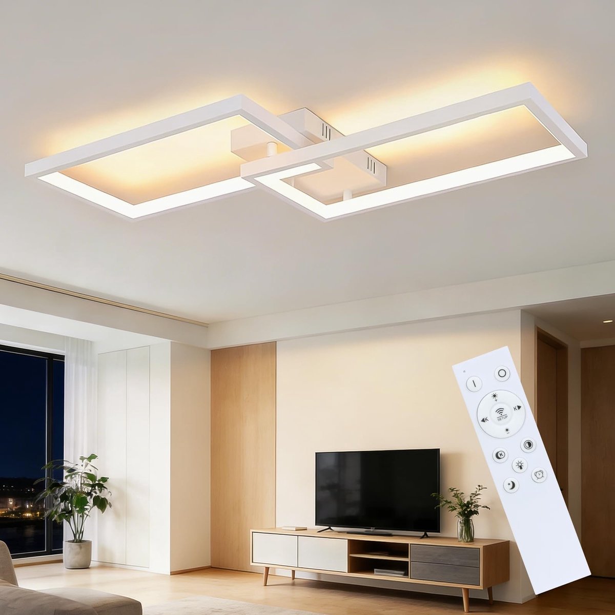 Omgoods - Moderne Dimbare LED Plafondlamp voor Woonkamer met Afstandsbediening - 80CM