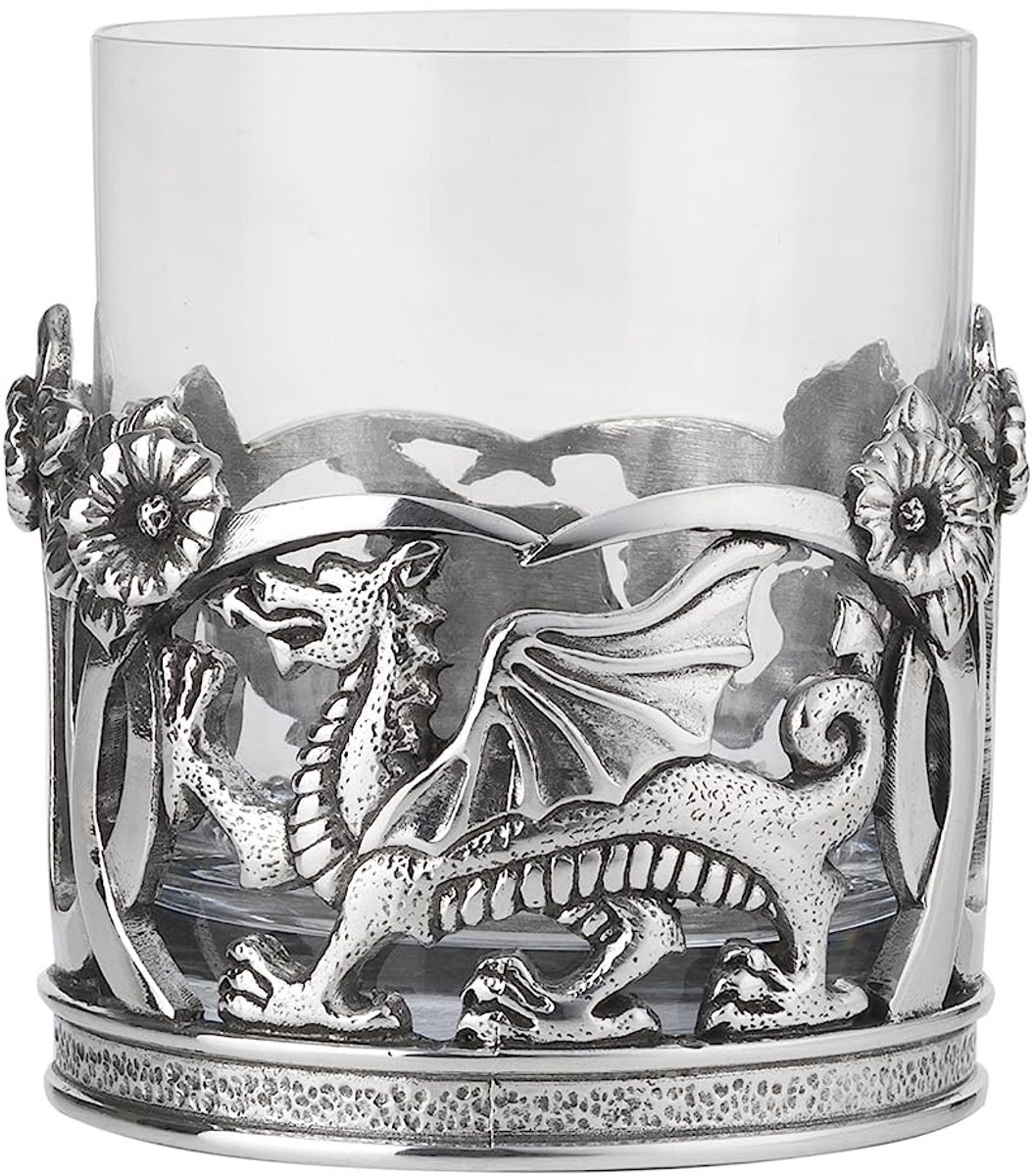 Omgoods - Whiskey Tumbler met Welsh Draak en Narcis Ontwerp