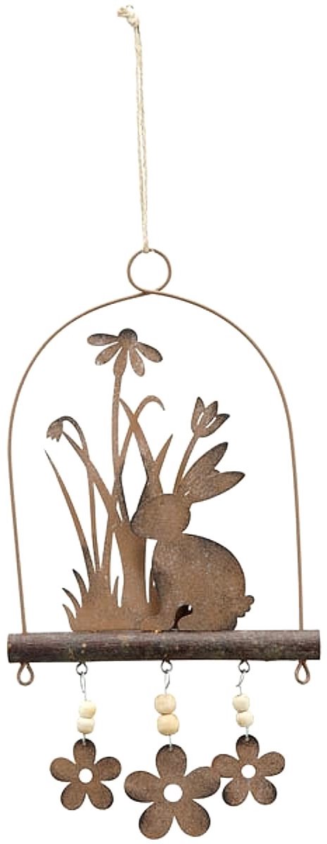 Omgoods - Decoratieve Hangdecoratie van Metaal voor Pasen, Konijn en Bloemen
