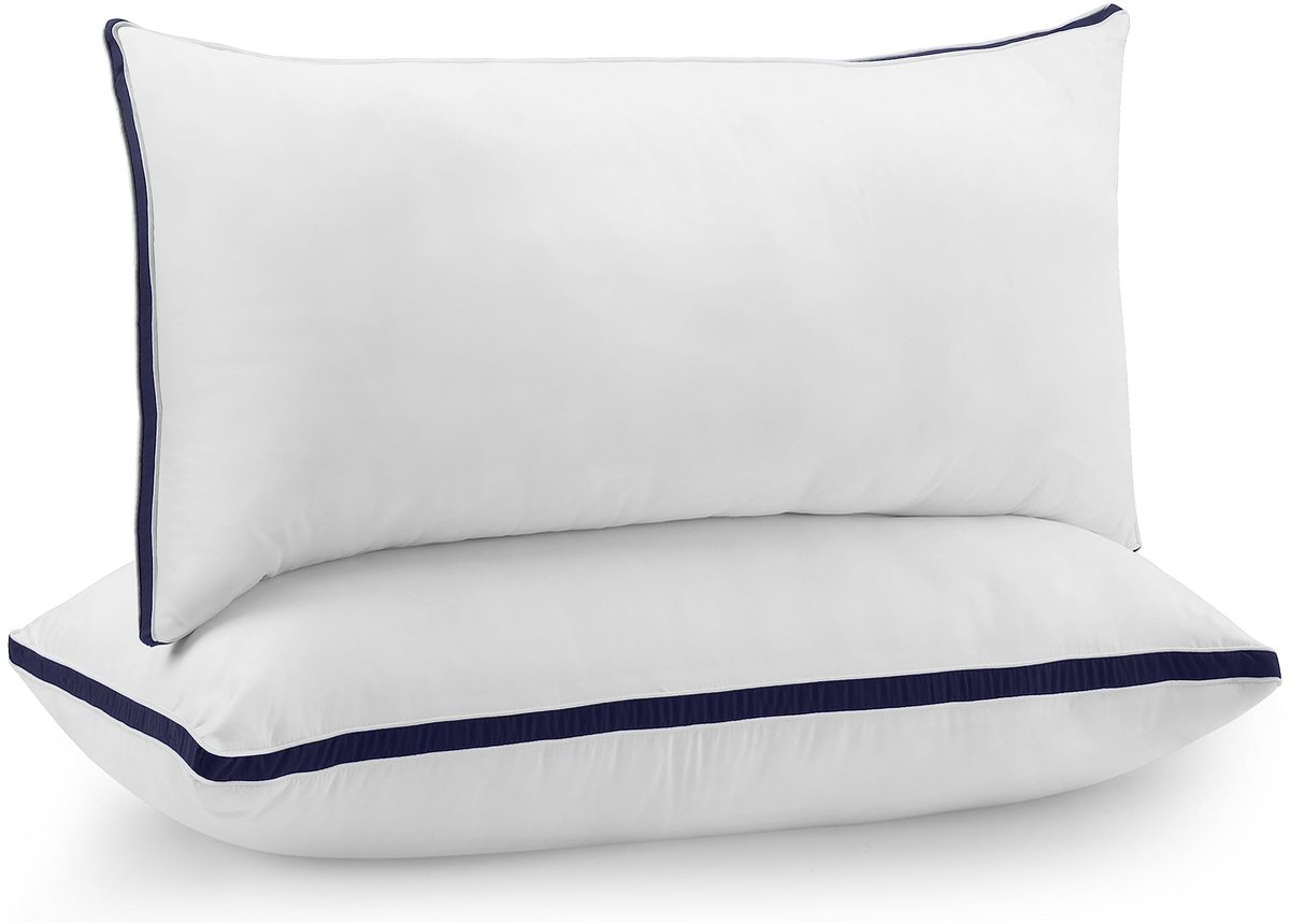 Omgoods - Slaapkussens 40x70 cm - Set van 2 - Marineblauw met Vulling