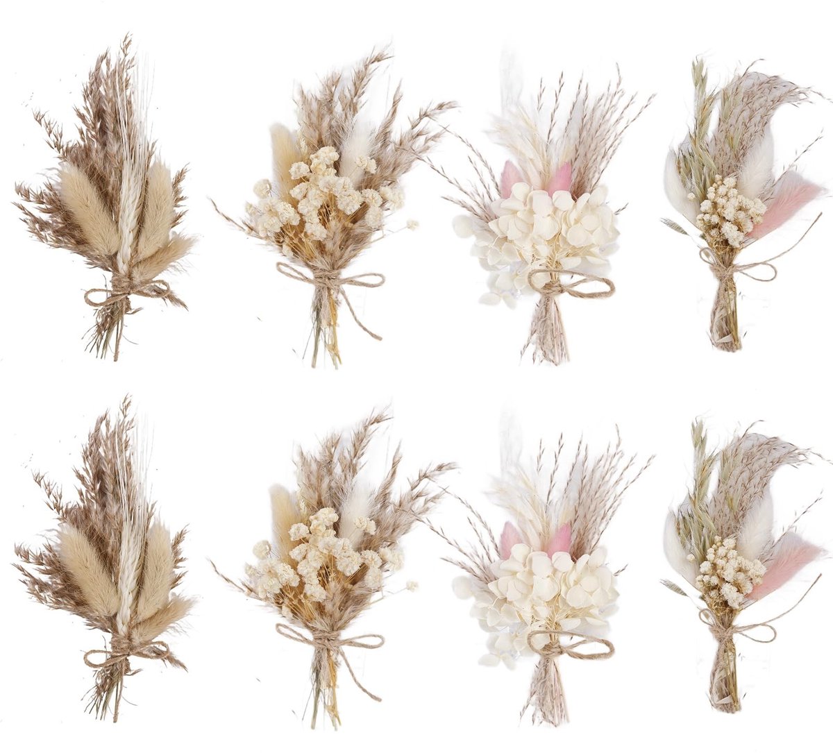 Omgoods - Droogbloemen Boeket Set van 8 voor Decoratie Thuis en Kantoor