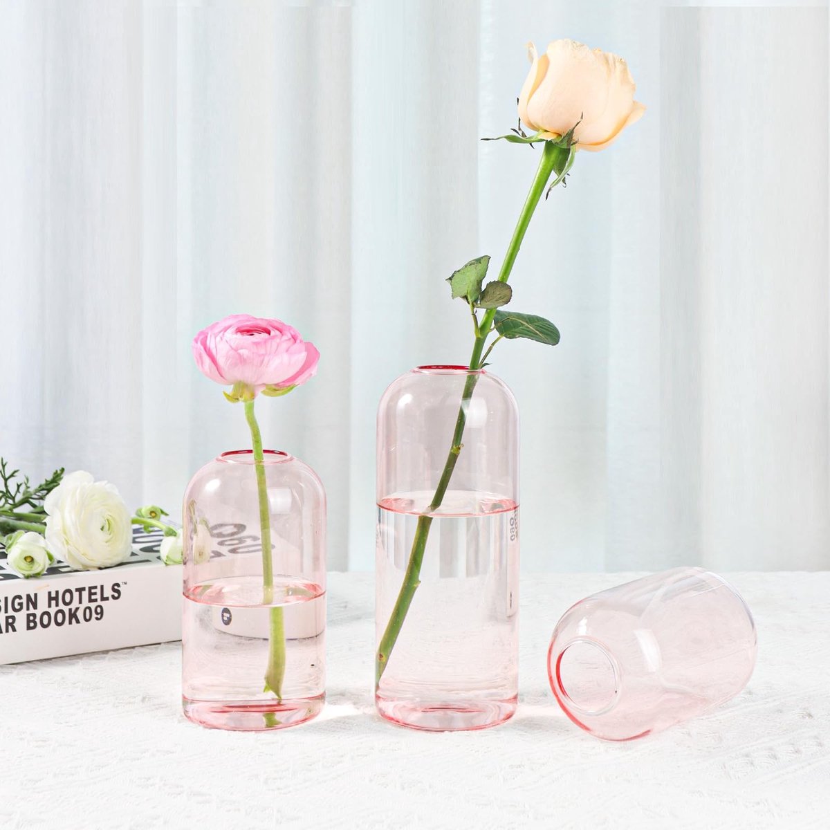 Omgoods - Kleine Glazen Vazen voor Bloemen - Set van 3