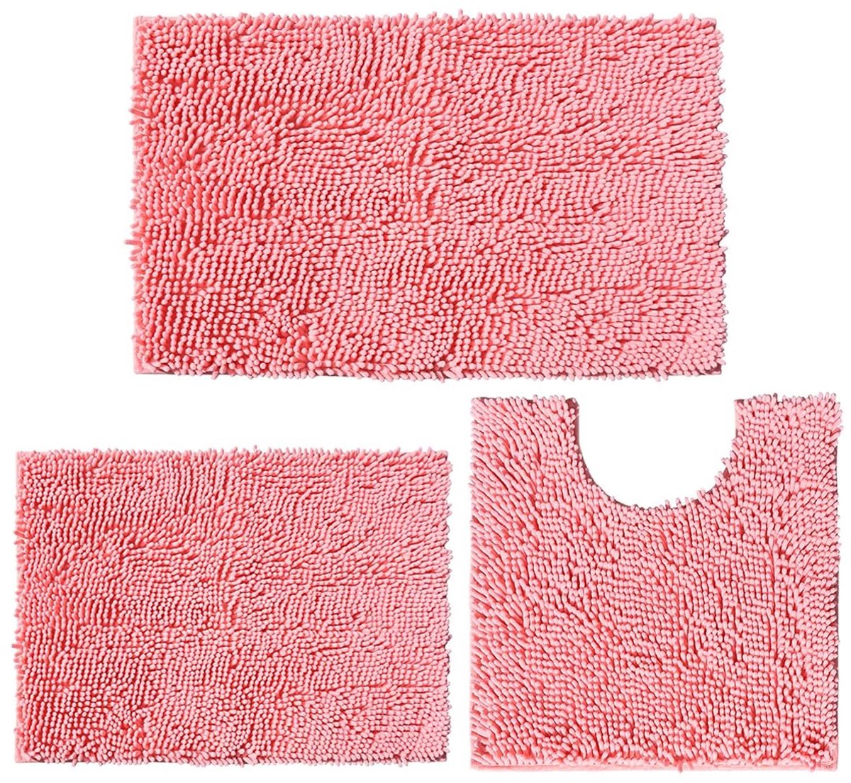 Omgoods - Set van 3 Antislip Chenille Badmatten voor Badkamer