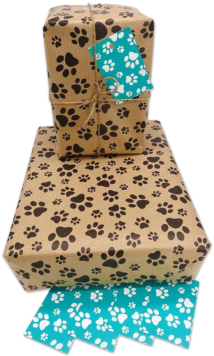 Omgoods - Dierenpootafdruk Inpakpapier met 5 Vellen