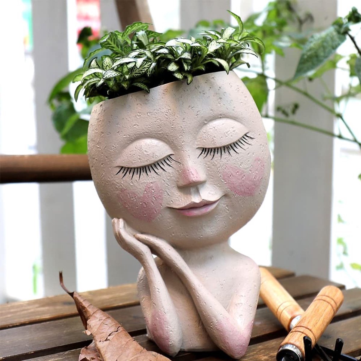 Omgoods - Bloempot met Gezicht - Succulent Plantenpot met Afvoergaatje