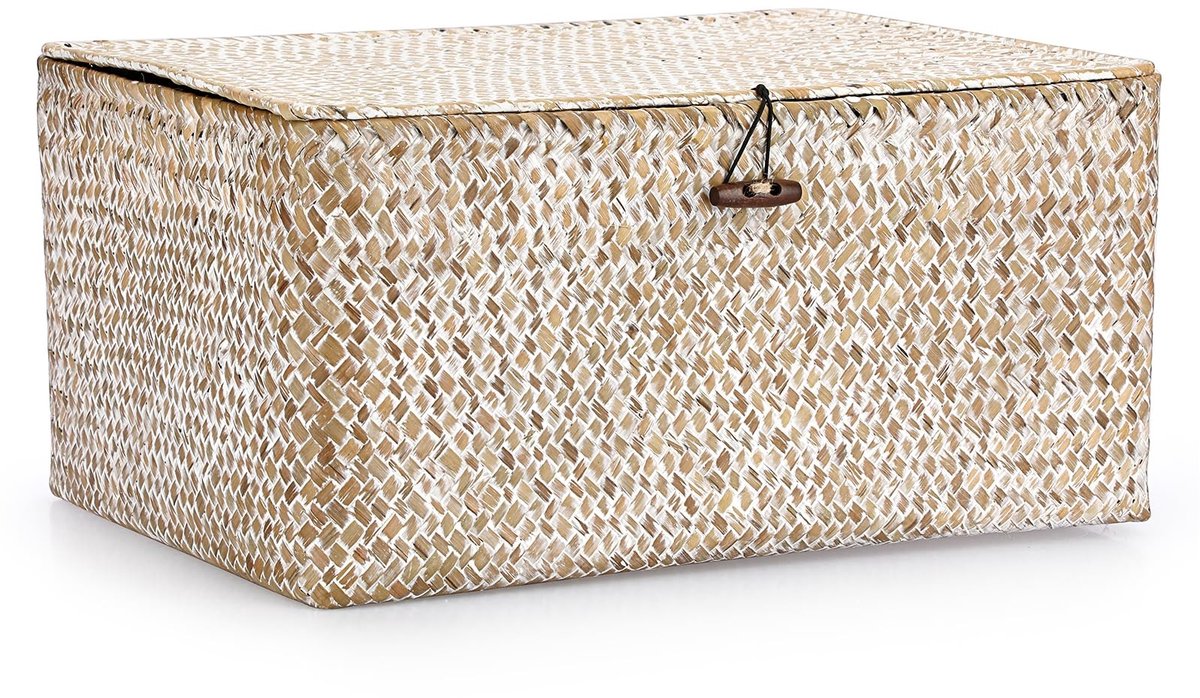 Omgoods - Seagrass Opbergmand met Deksel, Multifunctionele Opbergmand voor Huis en Badkamer