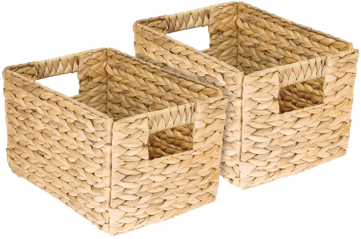 Omgoods - 2 Stuks Opbergmanden van Waterhyacint - Decoratief en Handzaam