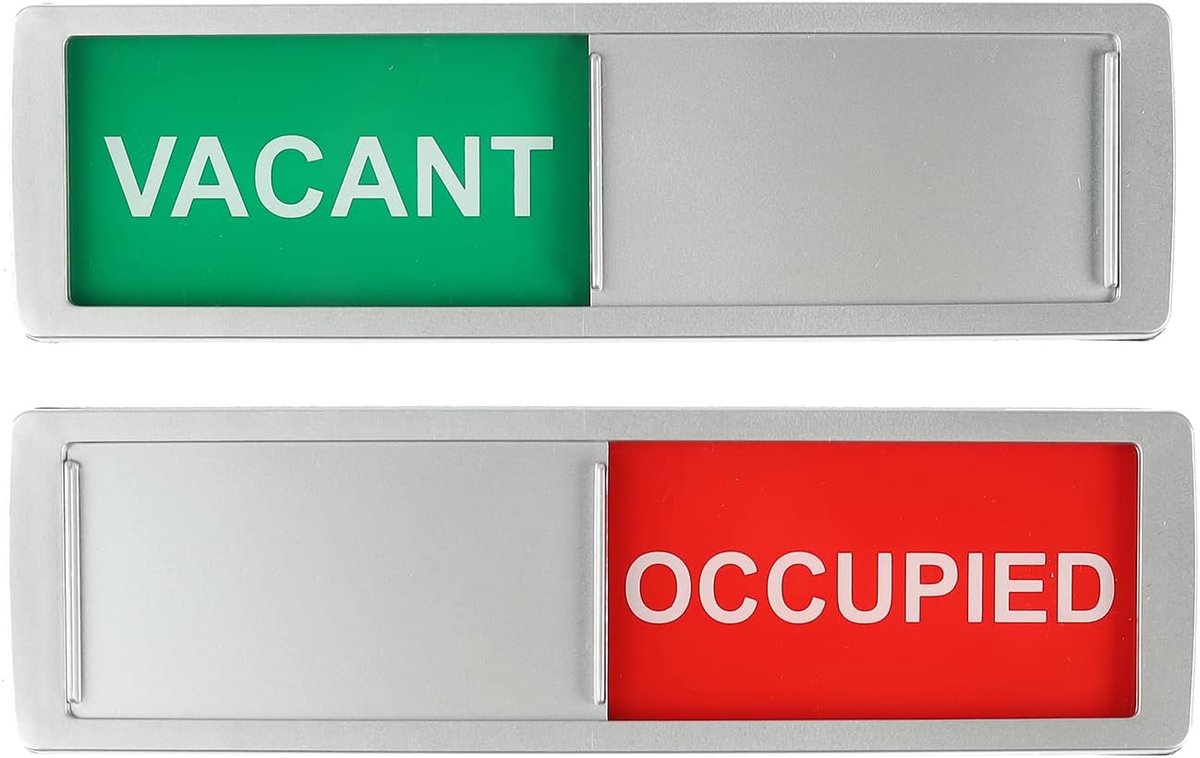 Bezet Schuifbord XL - Groen/Rood Tekst Slider - 17,5 x 5 x 0,7 cm - Montage sterke 3M Plakband. Arial tekst.