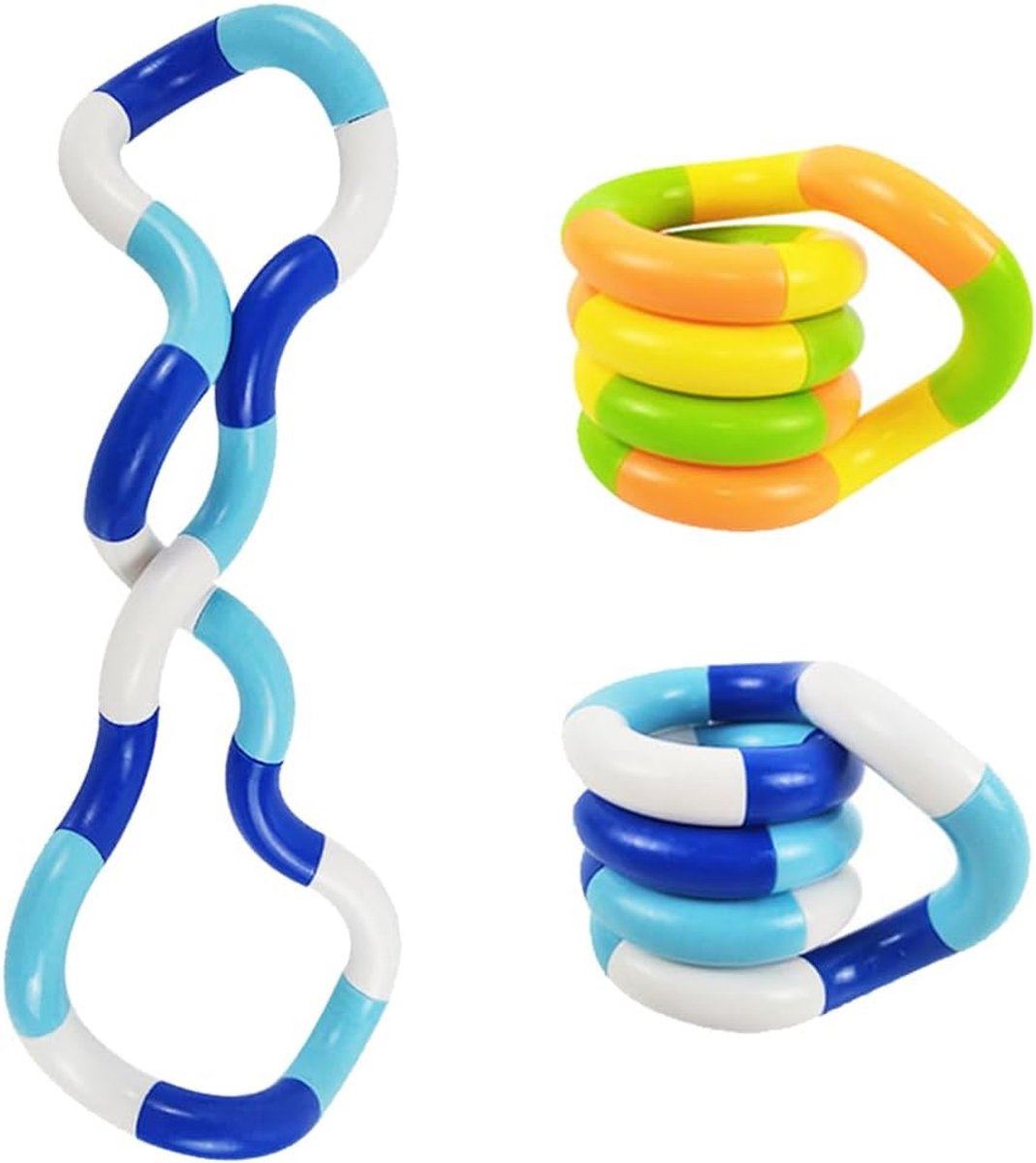 2 stuks Tangle Fidget Toy, vinger decompressie fidget twist, stressverlichting, stille stimulatie voor kinderen en volwassenen