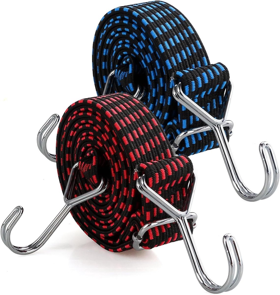 Verstelbare Elastische Straps met Haak - 2 Meter Lange Flat Straps, Extra Sterke Rubber Riemen voor Luggage en Cargo Beveiliging