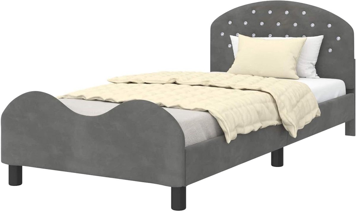 Kinderbedframe - Jongensbed Meisjesbed - Slaapkamer Inrichten - Met Opbergvakken - 80 x 200 cm - Donkergrijs