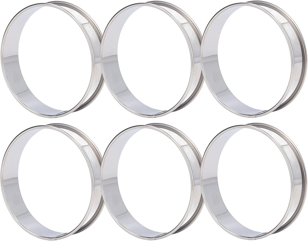 6-pack Dubbel Volume Easy Release DIY Roestvrijstalen Muffinringen voor Thuiskoken, Gebakken Eiervormen en Hash Browns-vorm (#12)